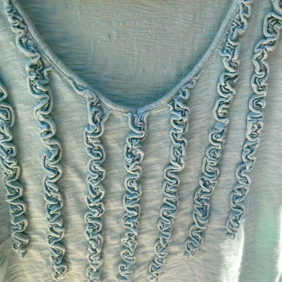 Women's Aqua Blue sleeveless blouse with Vertical Fabric Detailing Size Large - Picture 2 of 6